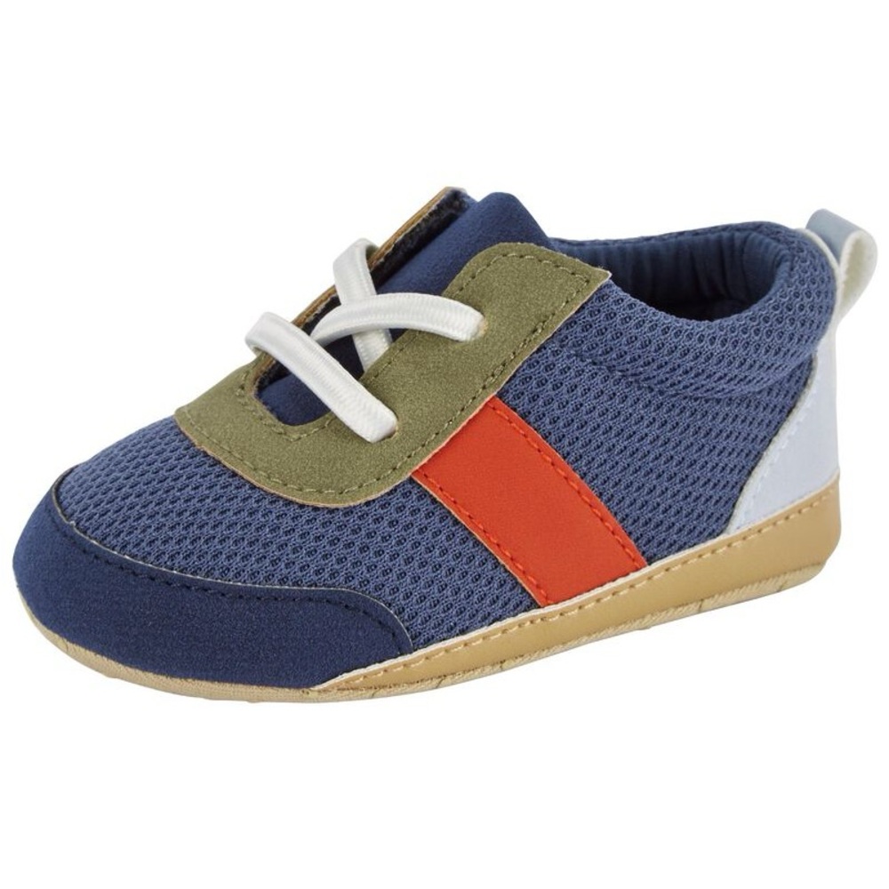 NWT Carter's Baby Soft Sneaker Boys Shoes Blue Tan Olive & Orange Size 3 (6-9M)
